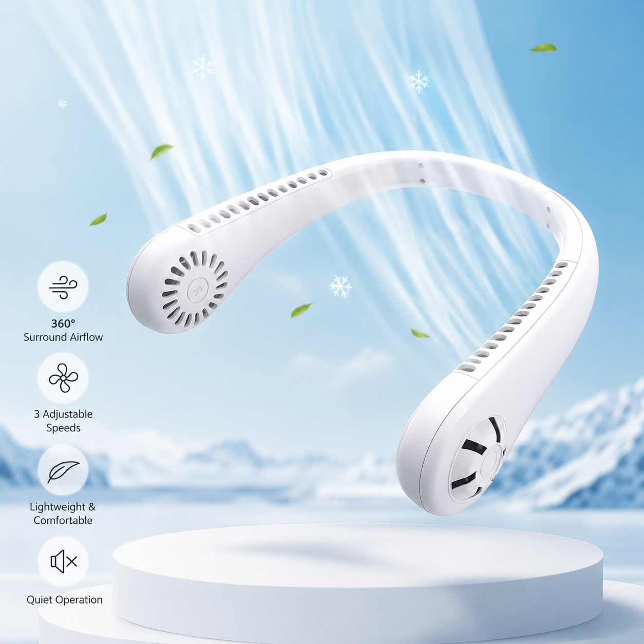 Portable Bladeless Neck Fan | 3-Speed Rechargeable Air Cooler