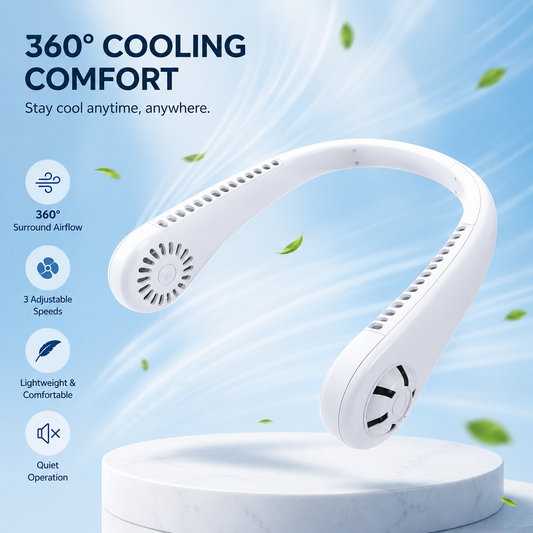 Portable Bladeless Neck Fan | 3-Speed Rechargeable Air Cooler