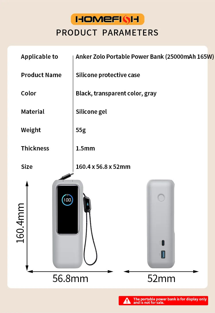 Suitable for Anker Zolo portable power bank (25000mAh 165W) - all-round silicone protective cover