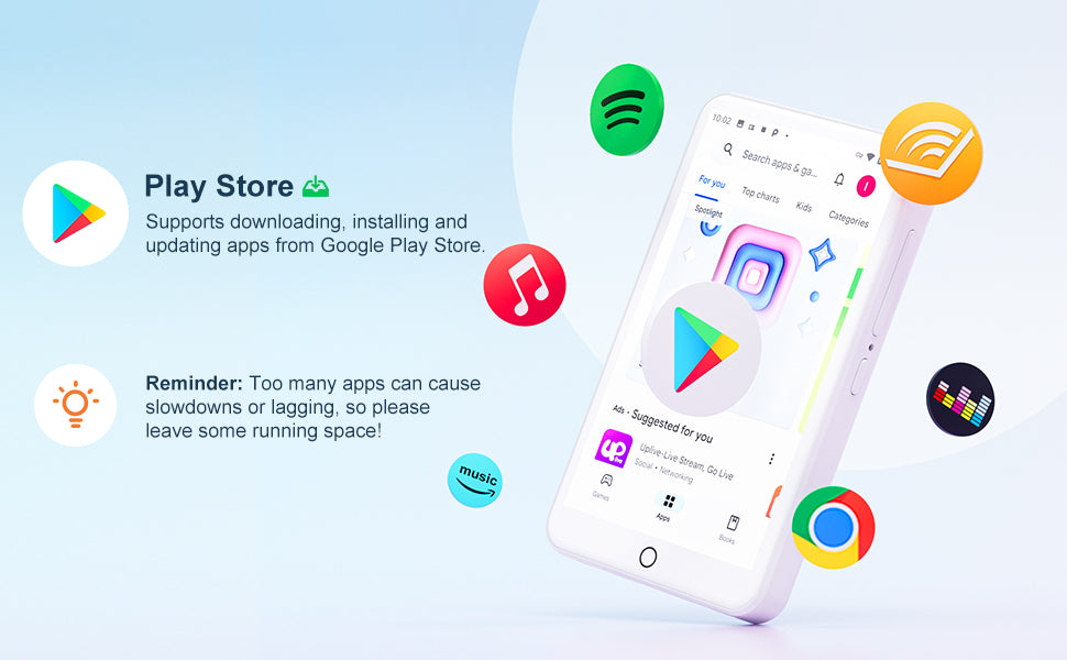 MECHEN MP3 Player Android 9.0 with Bluetooth and WiFi，MP3 MP4 Player with Spotify，Audible，Pandora， Up to 512 GB (White)